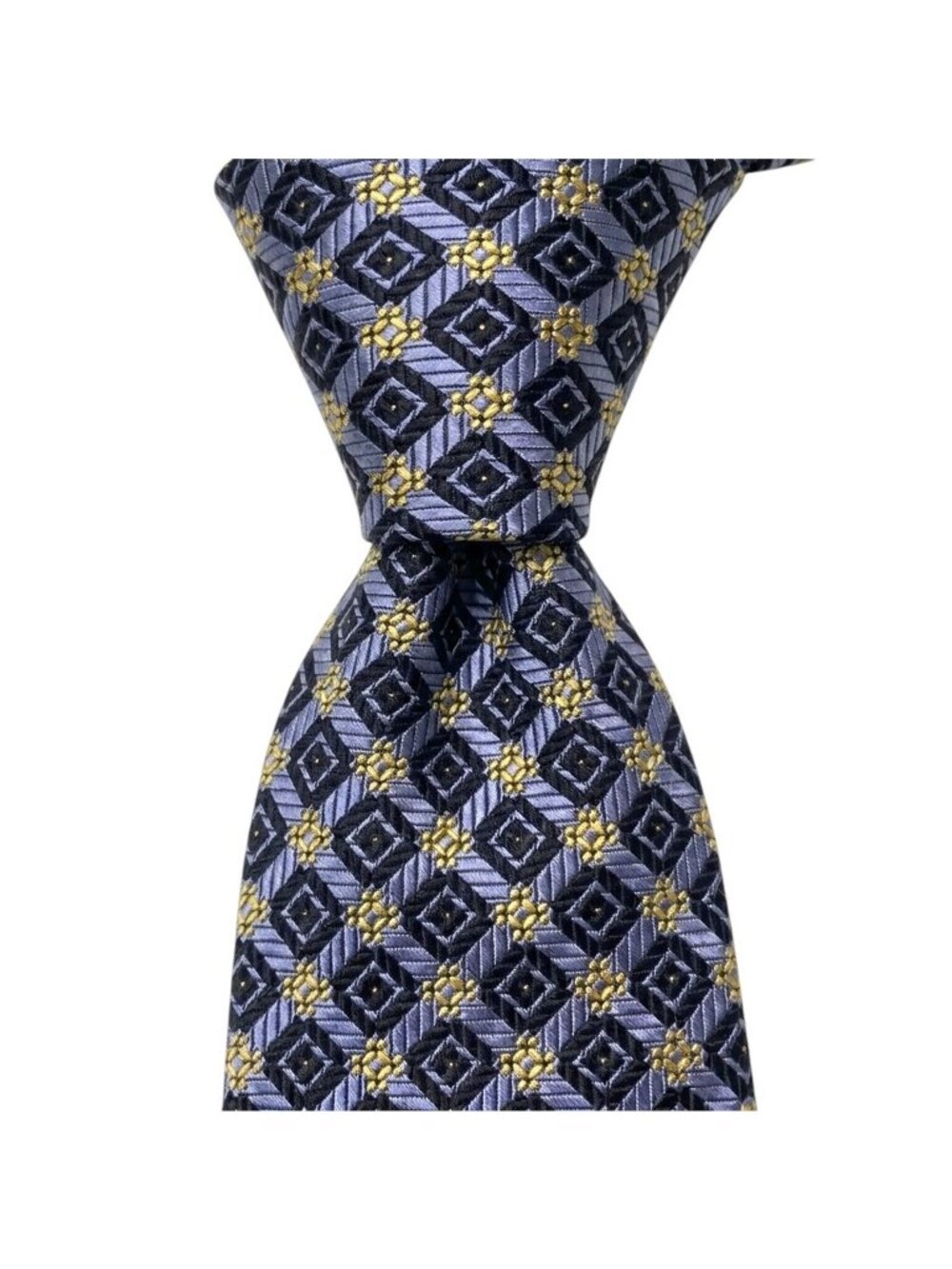 Robert Talbott Estate Silk Tie Blue Gold Geometric Pattern